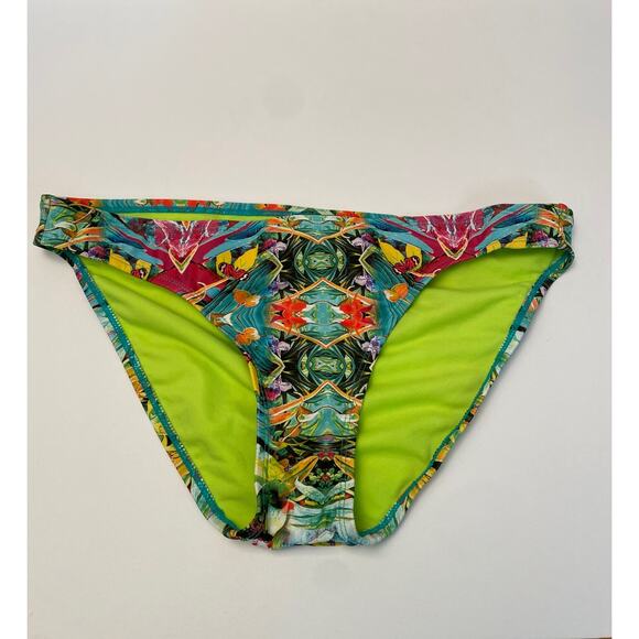 NWT Xhilaration Hipster Bikini Bottom LARGE Butterfly Plants Rain Forest Neon - Picture 1 of 6